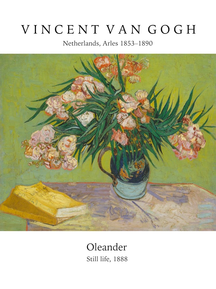Oleander, Vincent Van Gogh, Typografie Text, Blumen in der Vase Malerei