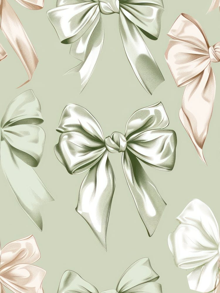 Green Lace Bows Pattern