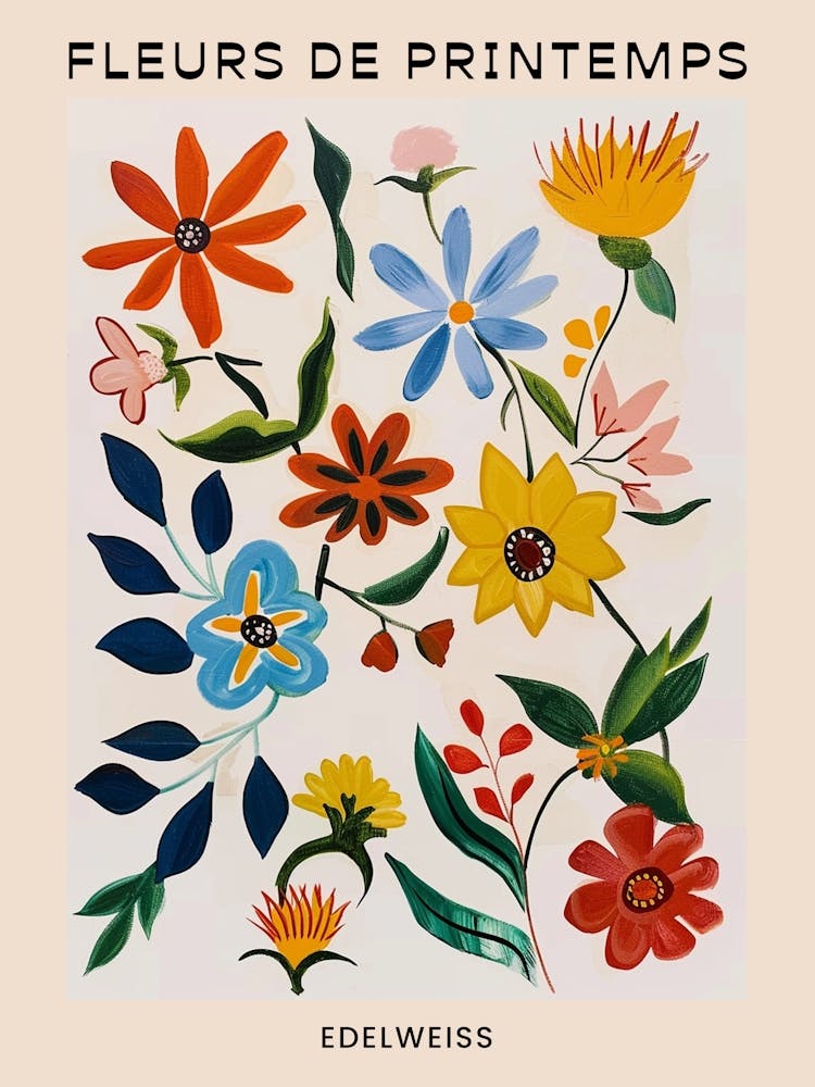 Spring Floral French Poster  Edelweiss 2