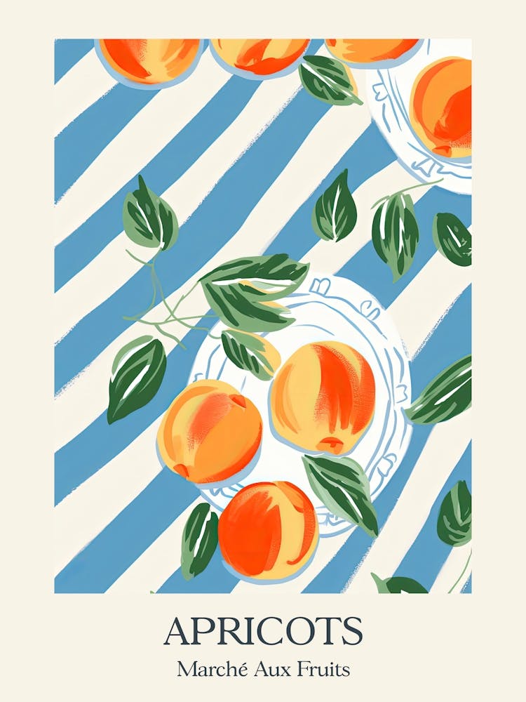 Marche Aux Fruits Poster Apricots Fruit Summer Illustration 7