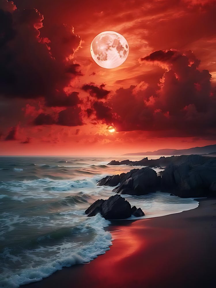 Full Moon Over The Ocean