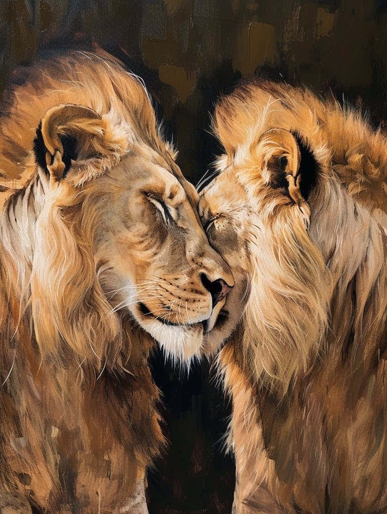 Barbary Lion Rituals Acrylic Painting 3