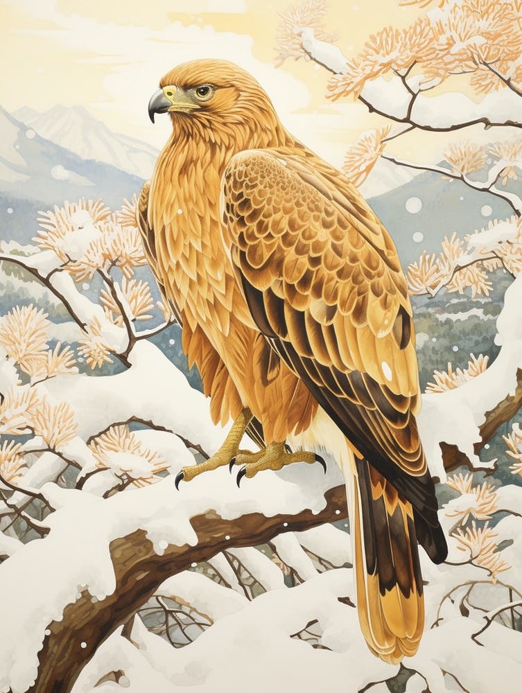 Winter Bird Painting Golden Eagle 2