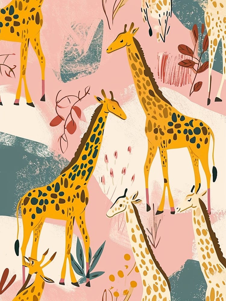 Kitsch Giraffe Illustrative Pattern 1