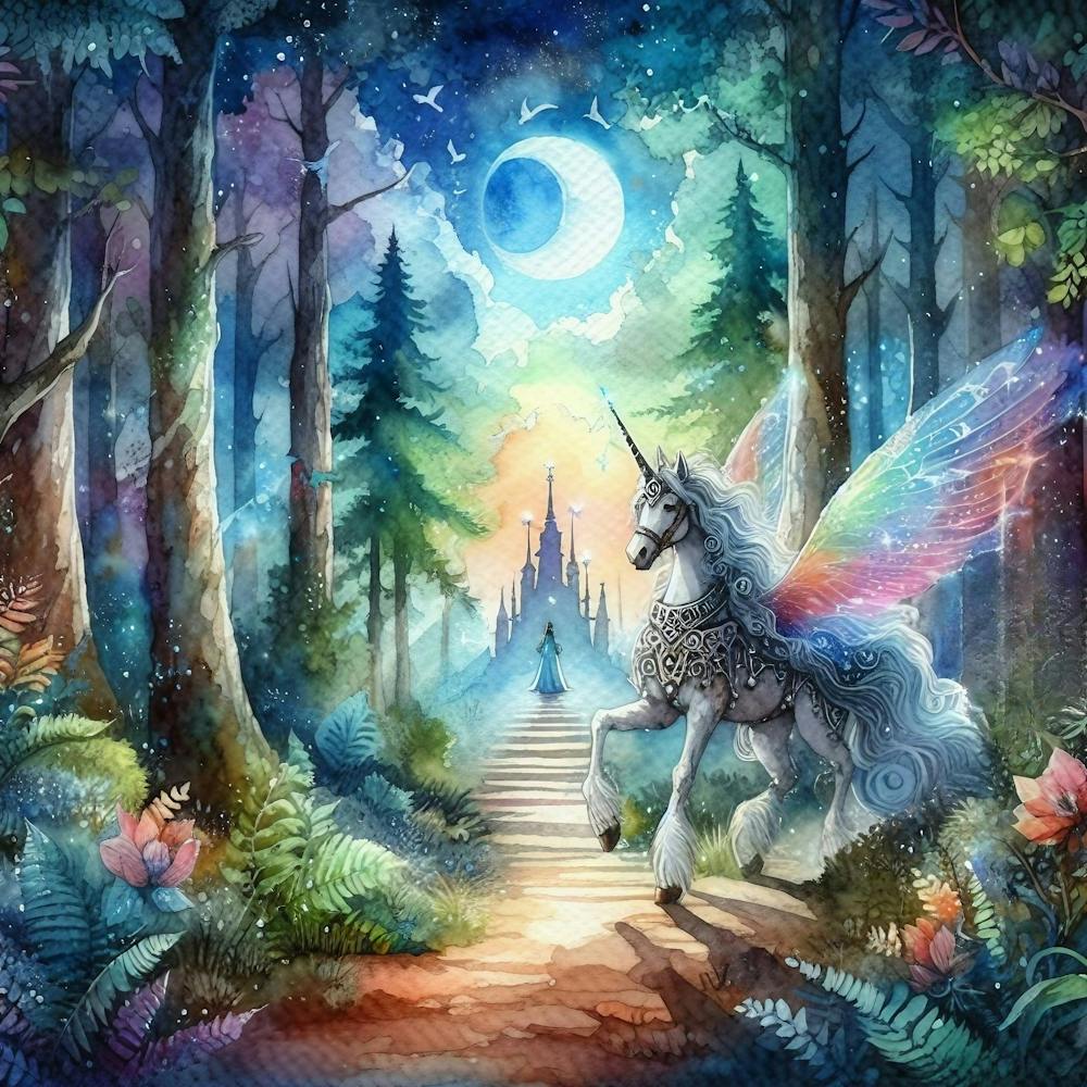 Unicorn In The Forest