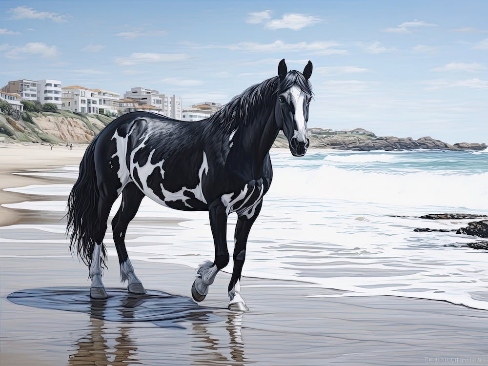 A Horse Oil Painting In Bondi Beach, Australia, Landscape 3