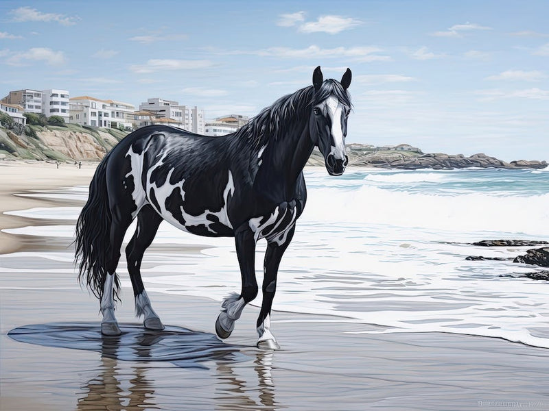 A Horse Oil Painting In Bondi Beach, Australia, Landscape 3