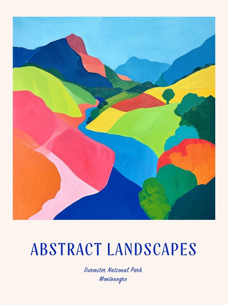 Colourful Abstract Durmitor National Park Montenegro 4 Poster Blue