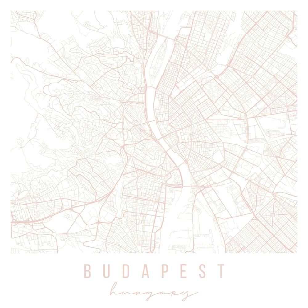 Budapest Hungary Light Pink Minimal Street Map Square