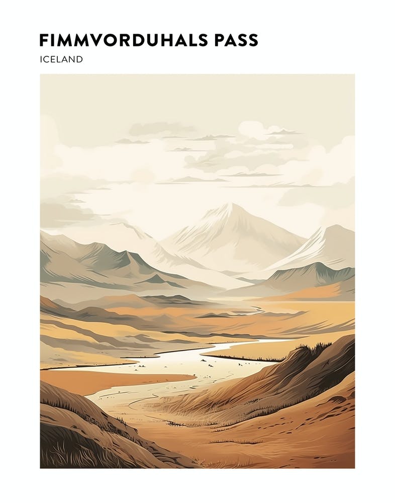 Fimmvorduhals Pass Iceland Hiking Trail Landscape Poster
