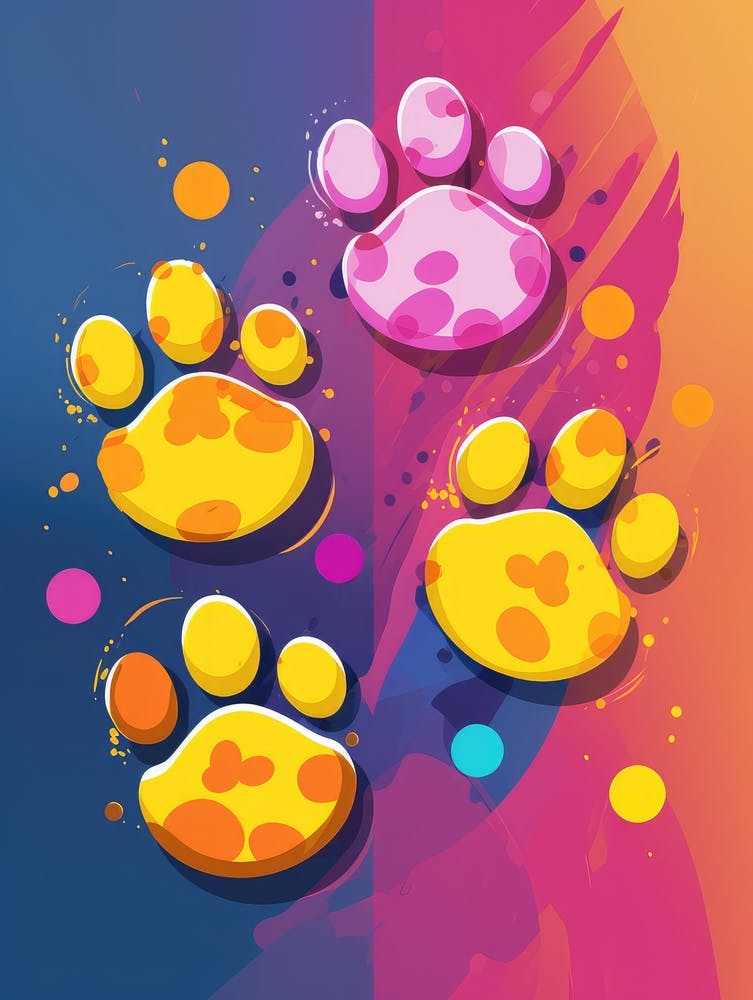 Paw Prints On A Colorful Background