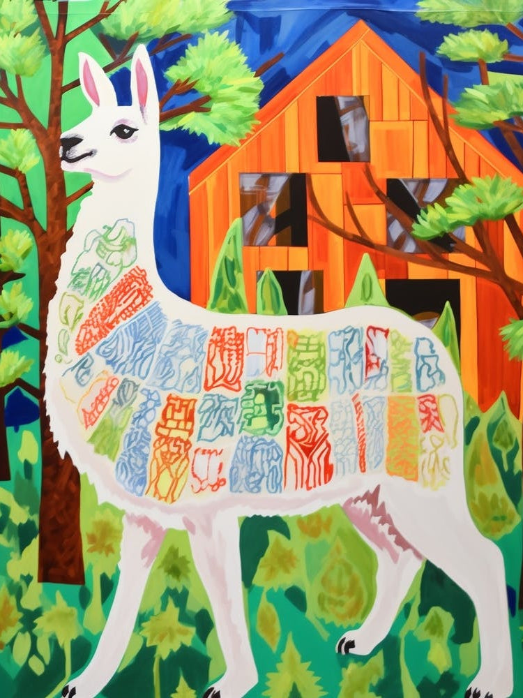 Maximalist Animal Painting Llama 4