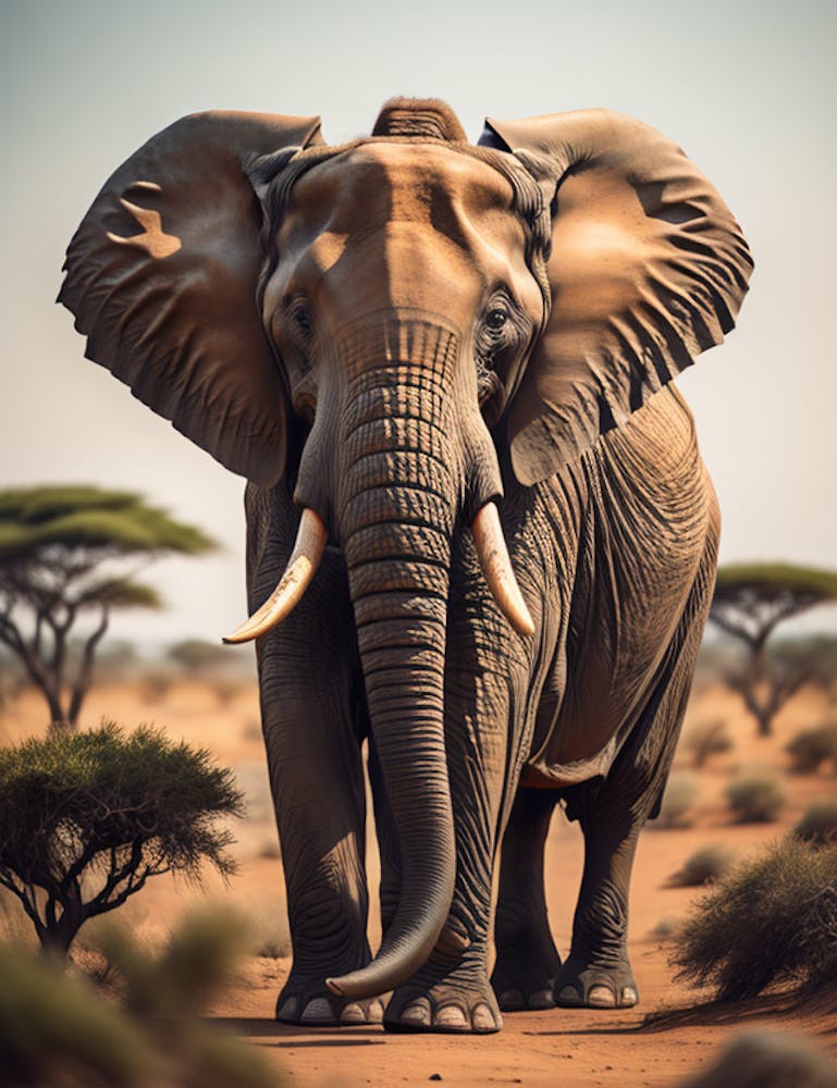 Elephant In The Savannah