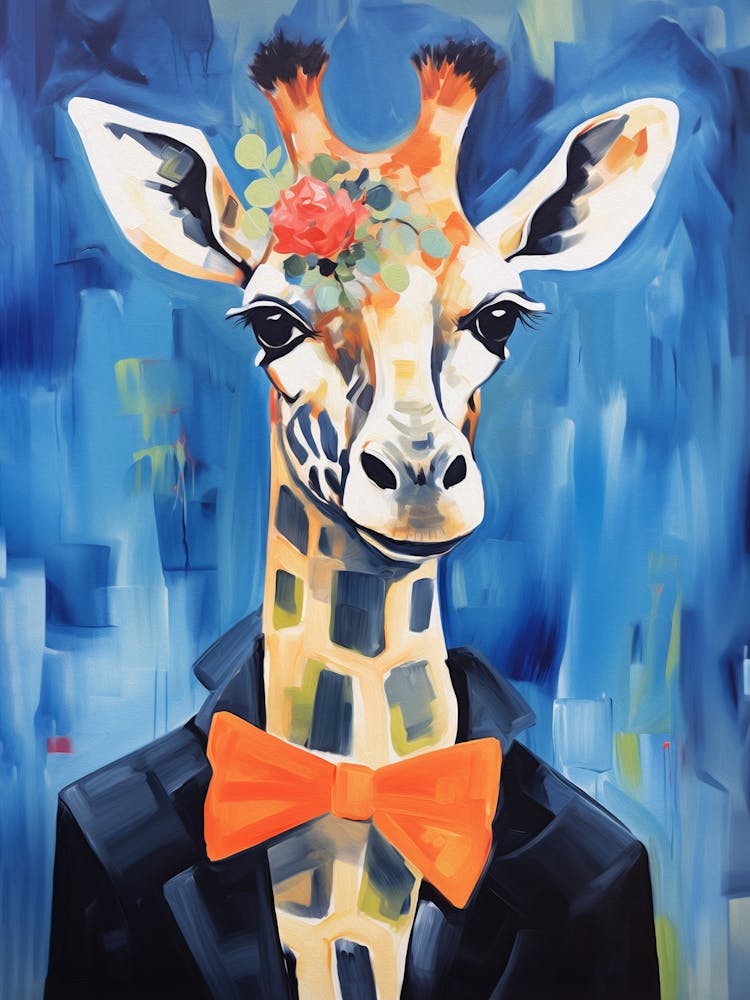 Girafe In A Suit Painting
