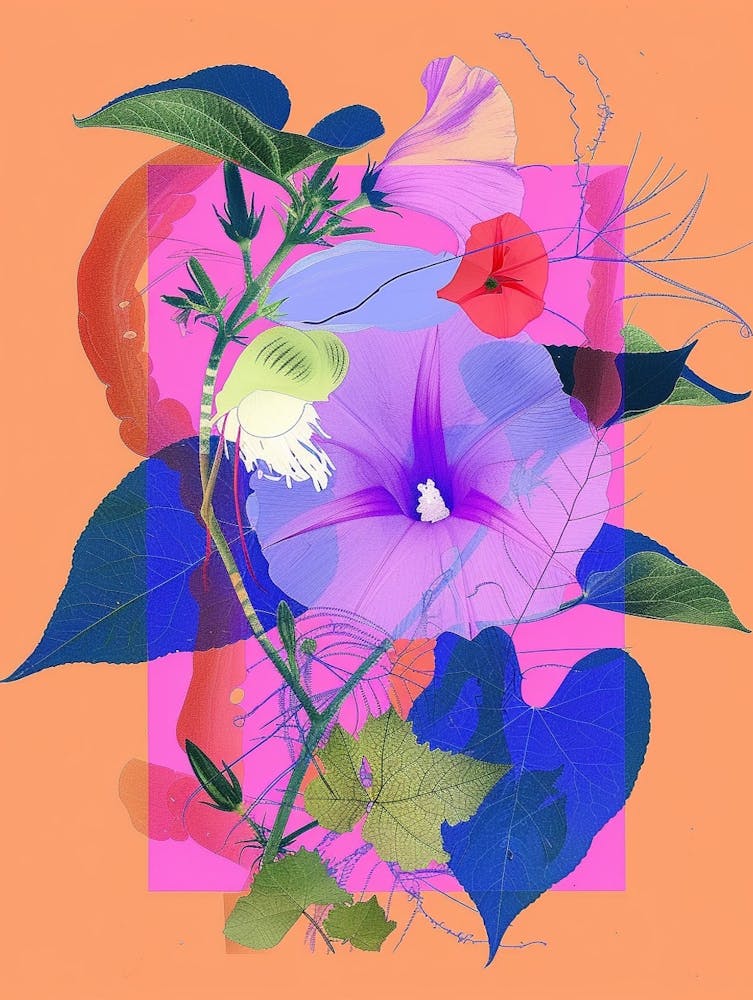 Gloire du matin 4 Collage de fleurs néon