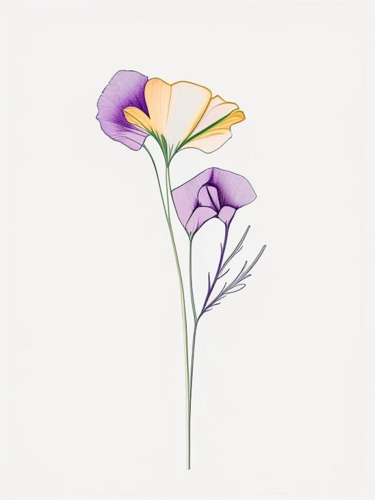 Eustoma Floral Minimal Line Drawing 4 Flower