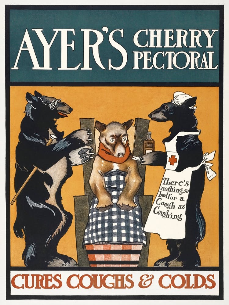 Vintage Ayer S Cherry Pectoral Poster, Edward Penfield