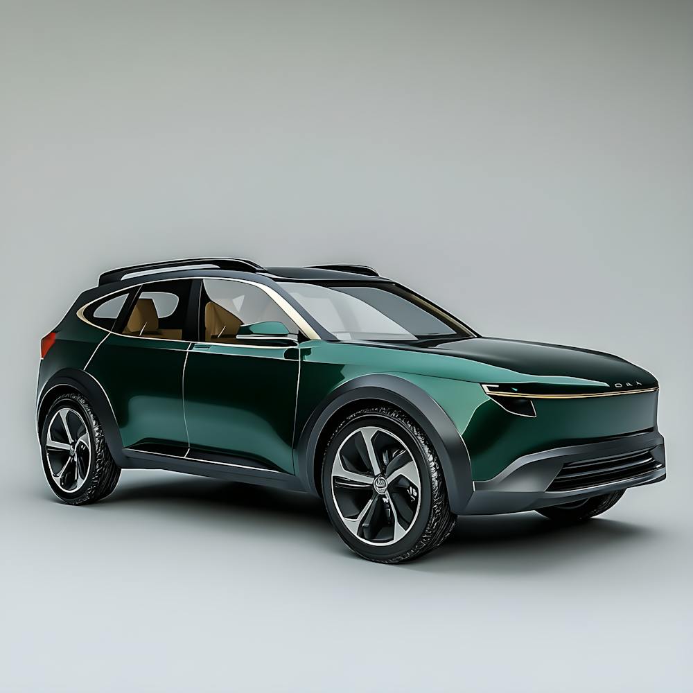 Futuristic Suv Digital Art Luxury Electric Car Concept Print Modern Green Crossover Illustration For Auto Enthusiasts