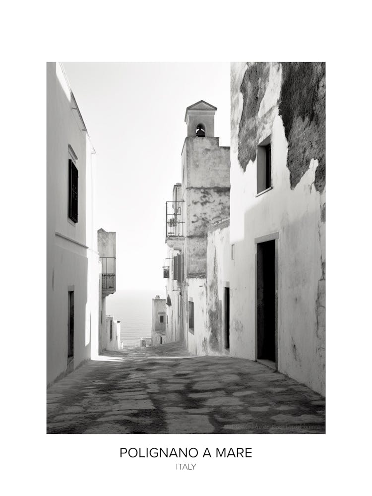 Poster Of Polignano A Mare, Italy, Black And White Photo 2
