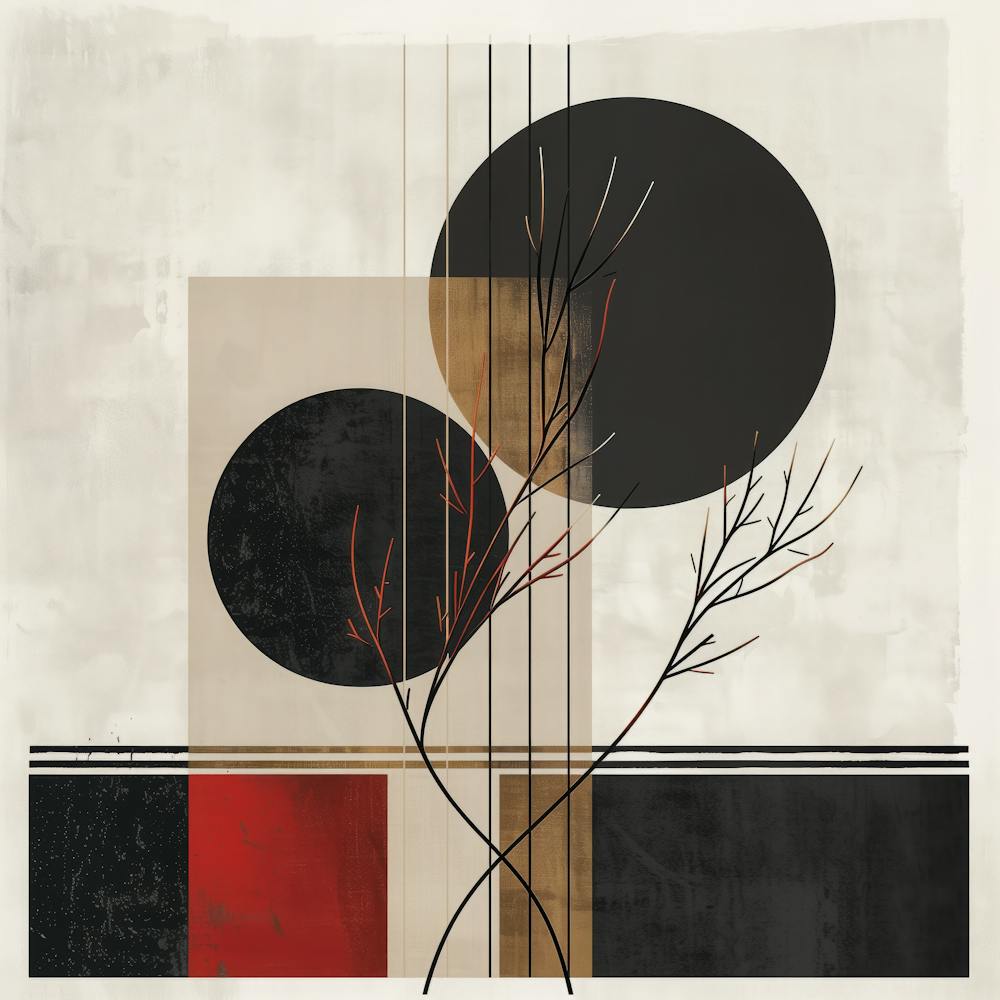 Silhouette Symphony: Minimalist Tree Branches in Modernist Palette