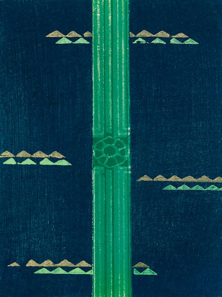 Vintage Ukiyo-e Woodblock Print Of Japanese Textile, Shima Shima, Furuya Korin (234)