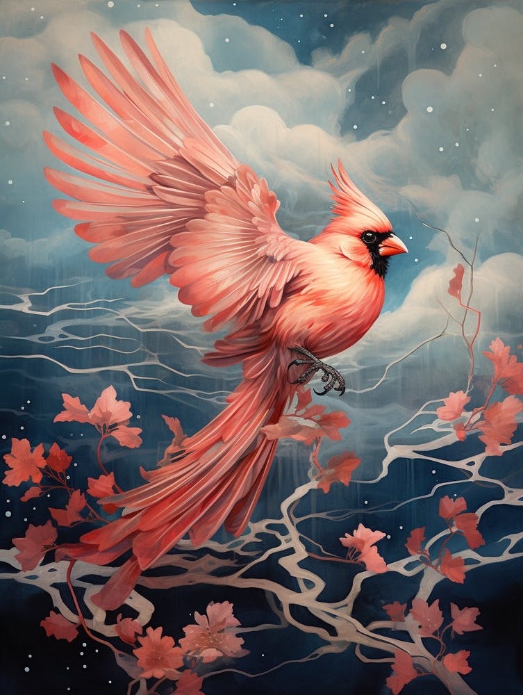 Peinture Détail Doré Cardinal Rouge 2