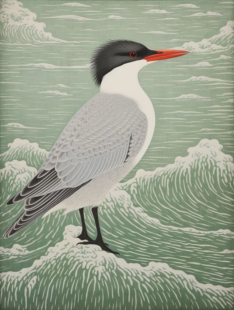 Ohara Koson inspiriertes Vogelgemälde Common Tern 1