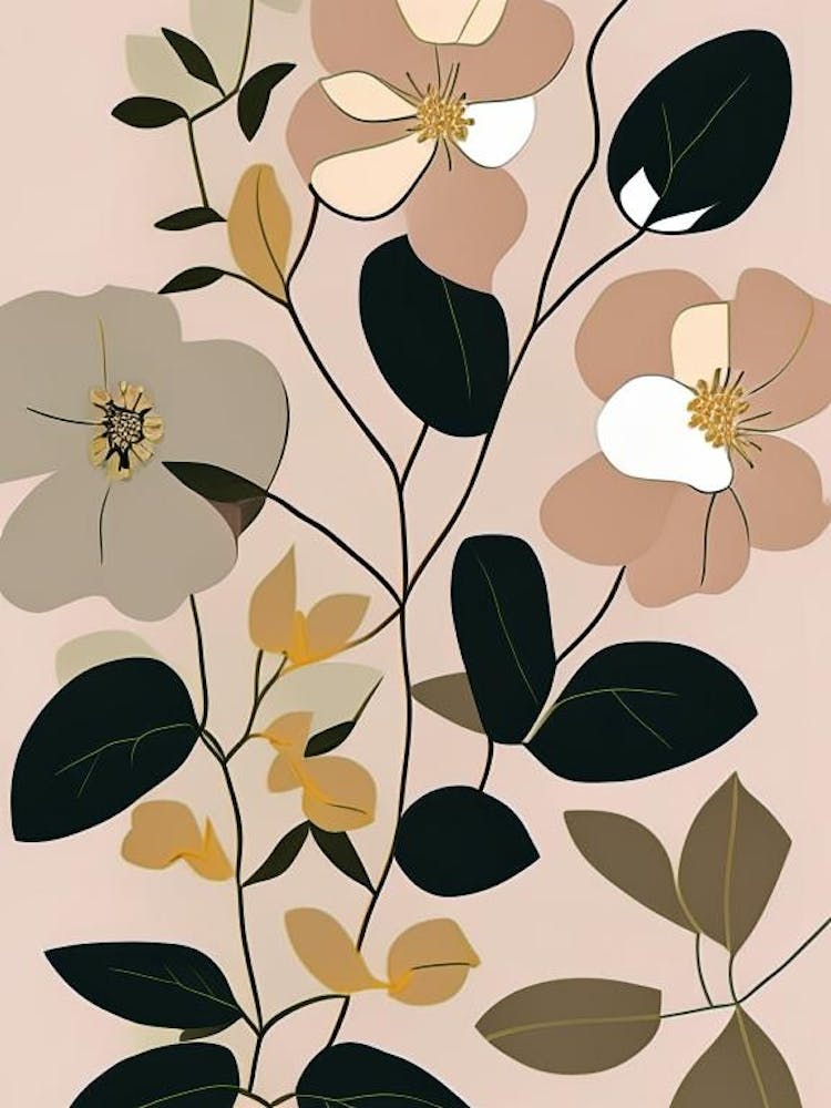 Kalifornische Wildrose Wildblume Moderne gedeckte Farben 1