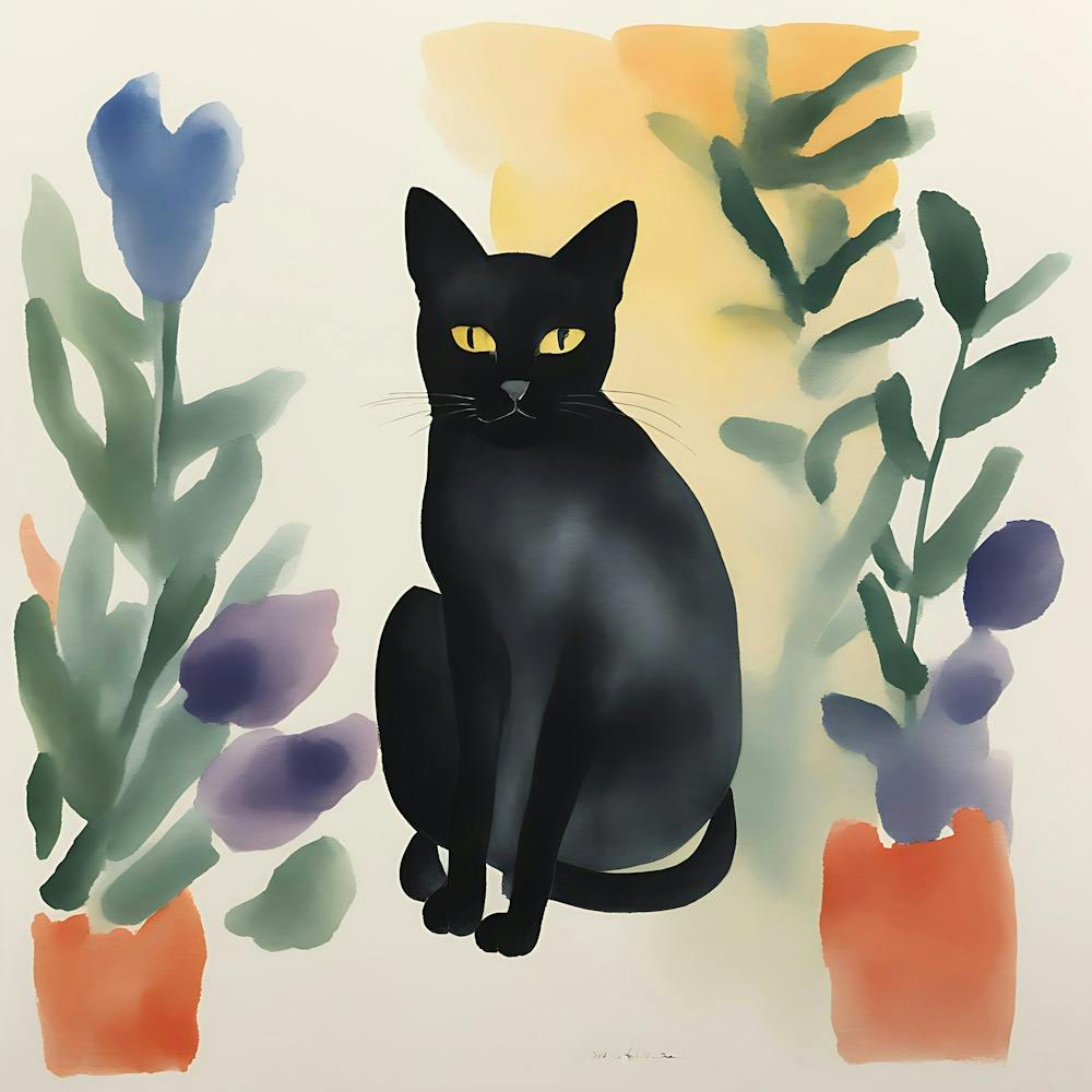 Schwarze Katze Druck