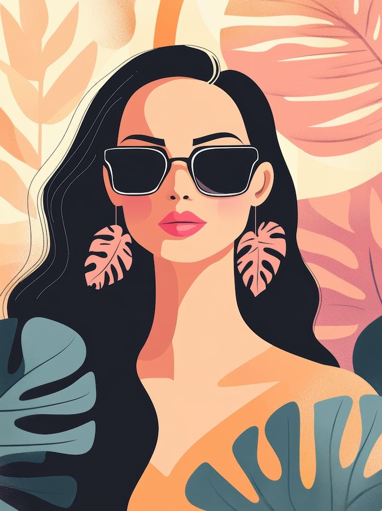 Tropical Girl In Sunglasses