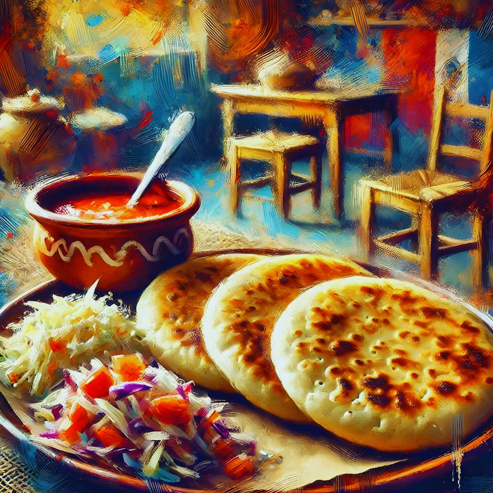Traditional Salvadorean Pupusas Vibrant Semi Abstract
