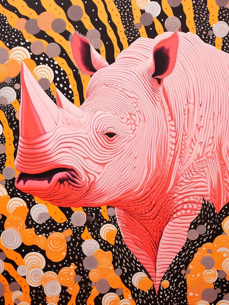 Orange Black & Pink Rhino Portrait