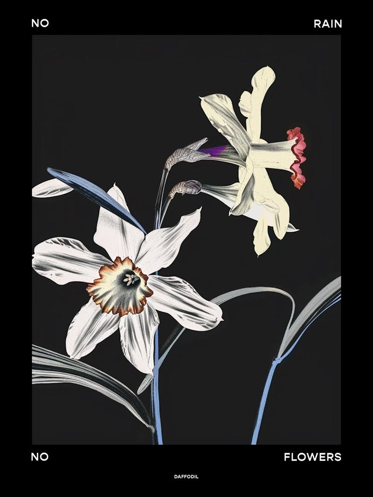 No Rain No Flowers Poster Daffodil 2