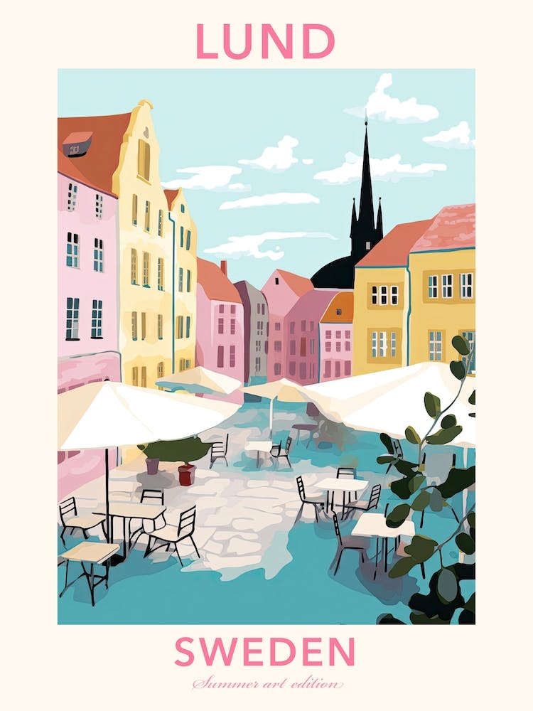 Lund, Sweden, Flat Pastels Tones Illustration 4 Poster