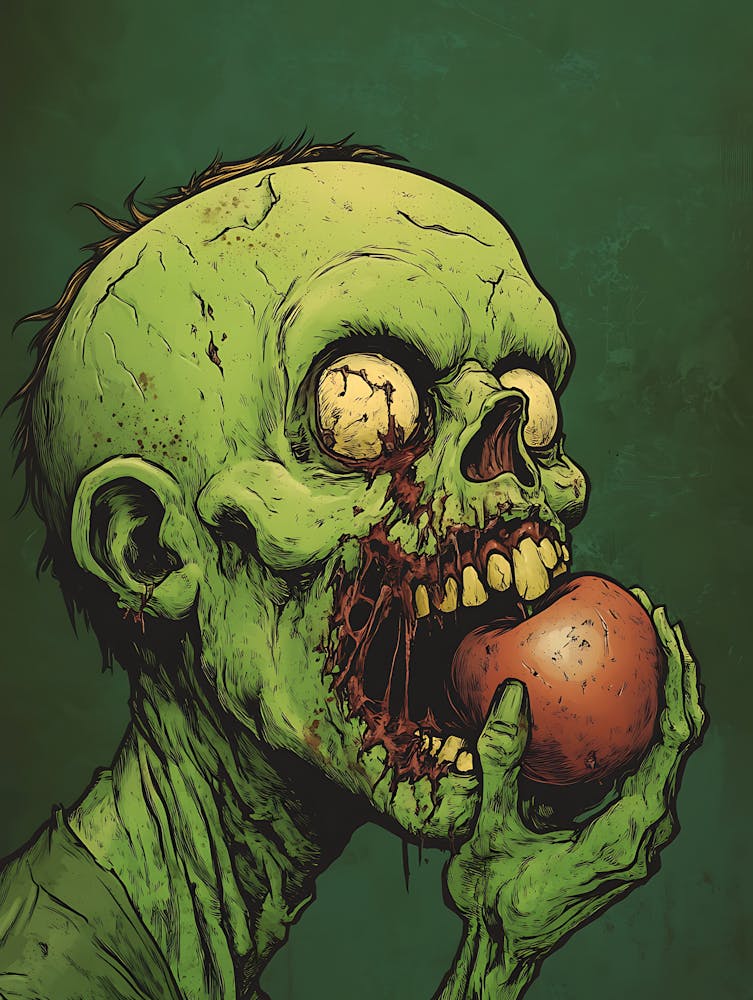 Scary Zombie Eating An Apple 6