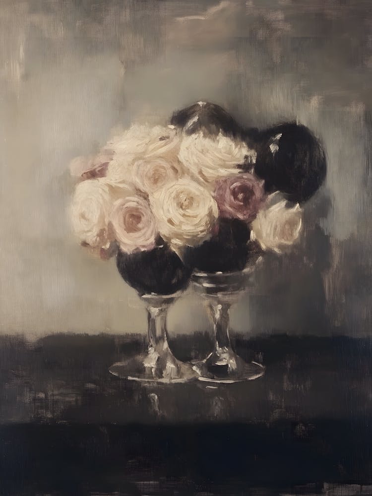 Vintage Flower Roses In A Vase