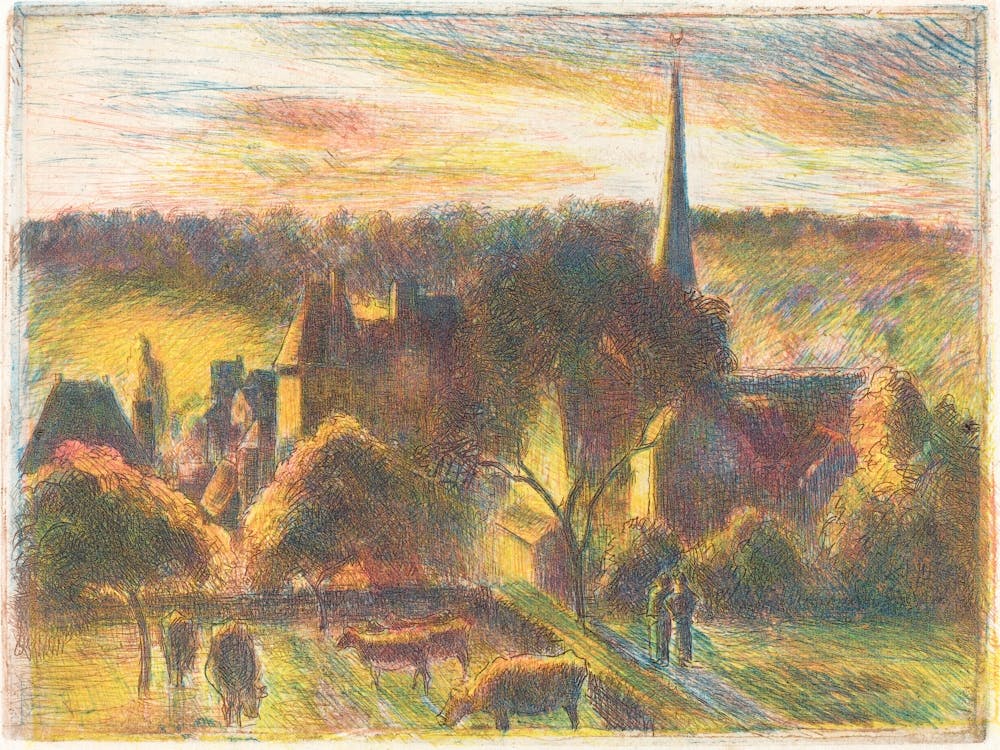 A Church And Farm At Éragny (1890), Camille Pissarro