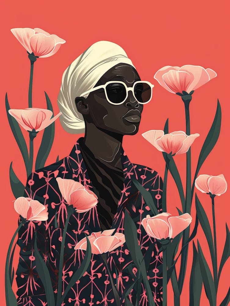 Black Woman In Flowers 1