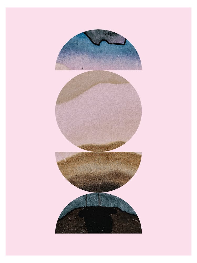 Half Circles Pink Background Abstract