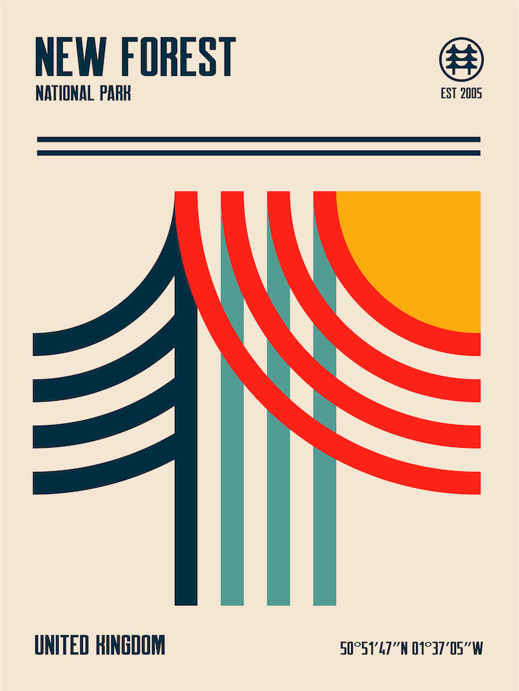 New Forest National Park Retro Travel Print