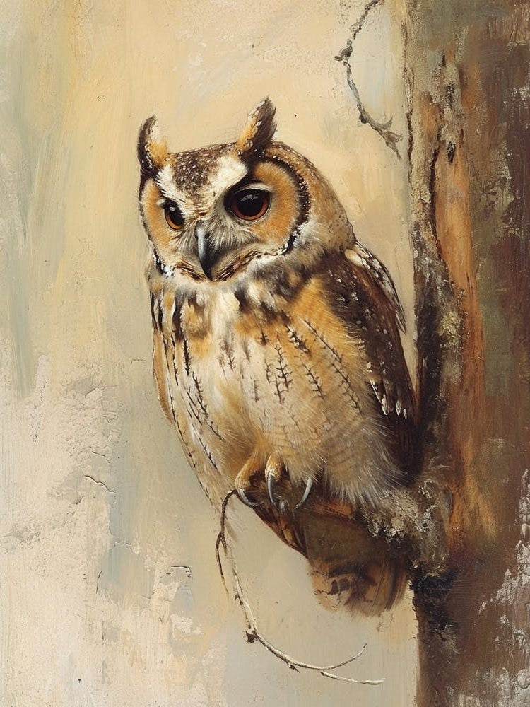 African Wood Owl Japanese Painting 10