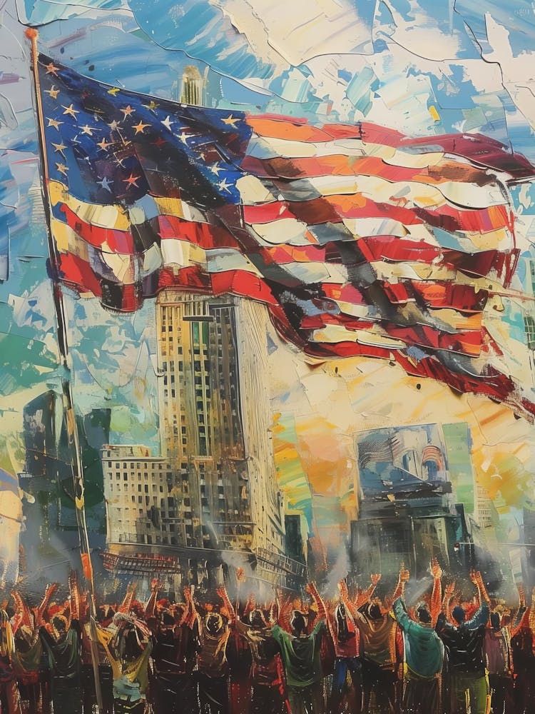 American Flag Painting, Patriotic Home Decor, Usa Flag Artwork, Independence Day Decor, Veteran Gift, Canvas Wall Art, America Art