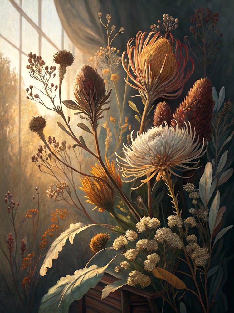 Oil Painting Style Stylized Dried Botanicals