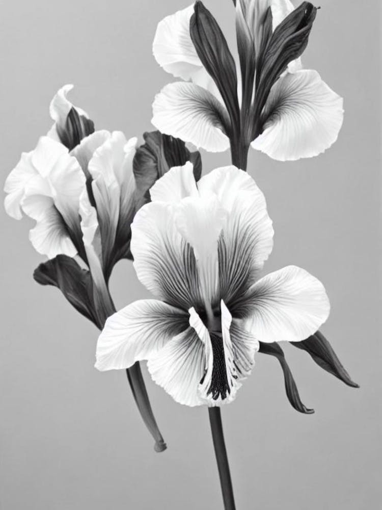 Iris B&W Pencil 2 Flower