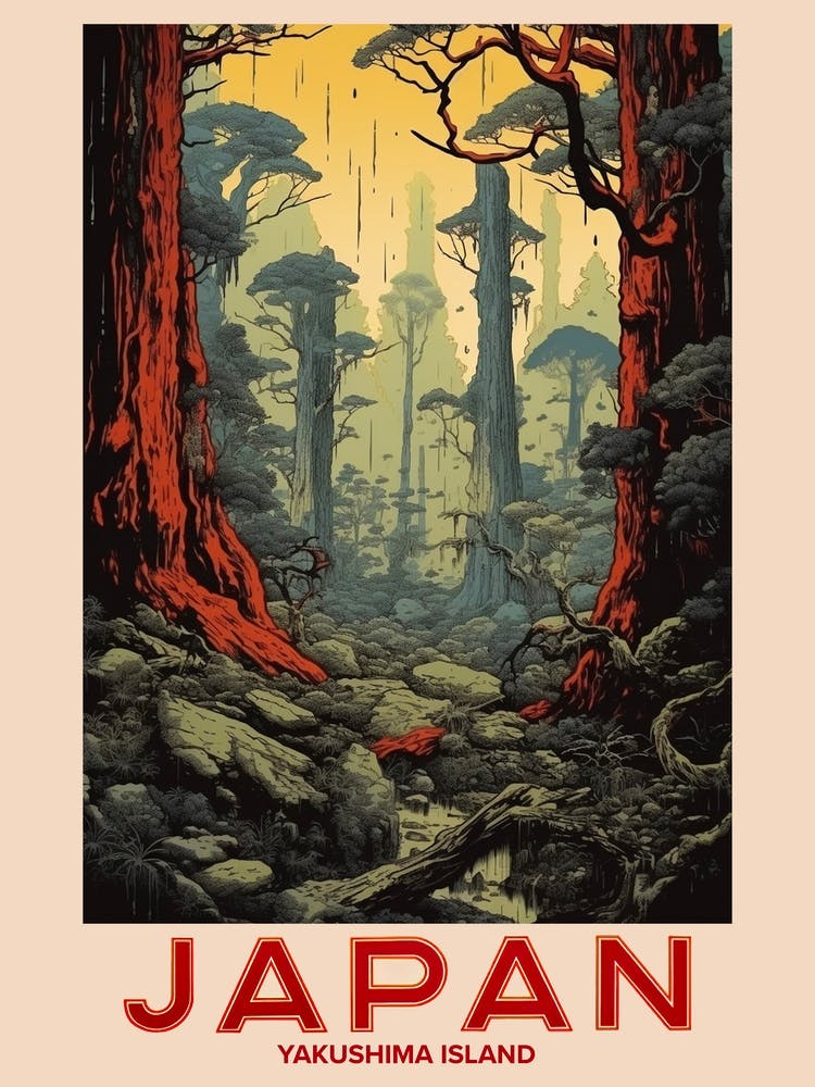 Yakushima Island, Visit Japan Vintage Travel Art 2