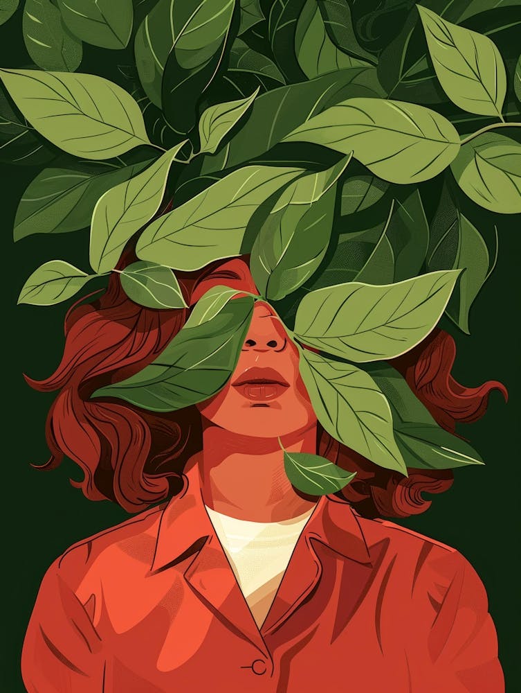 Girl With Leaves On Her Head 1