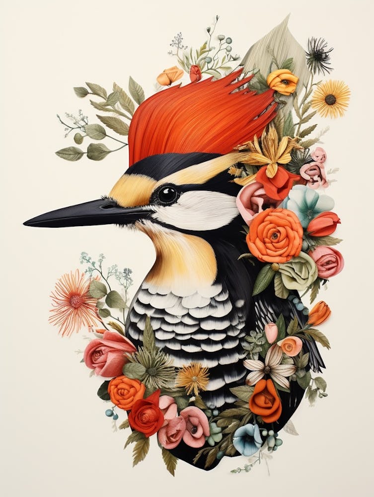 Bird With A Flower Crown Woodpecker 1