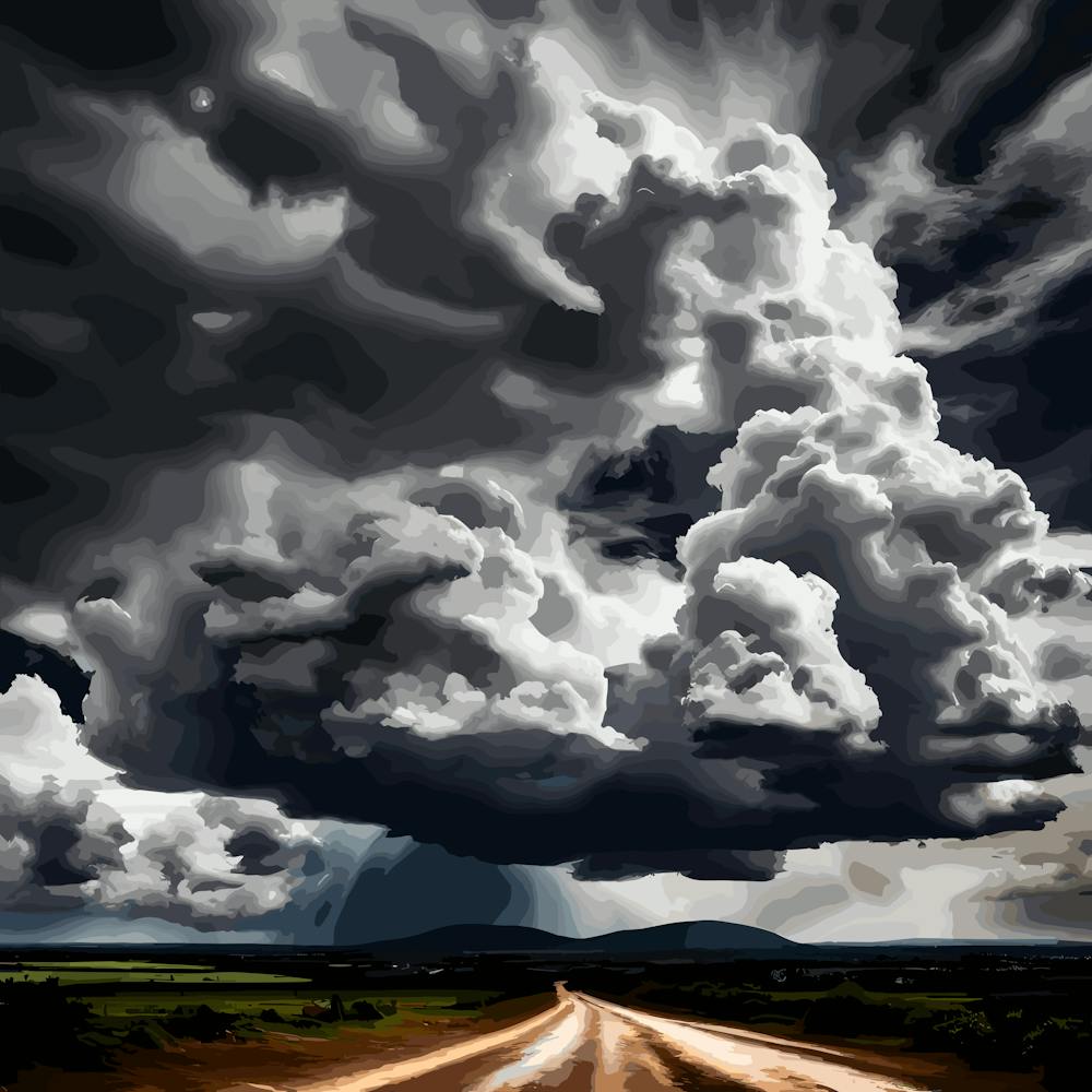 Storm Clouds Over A Dirt Road