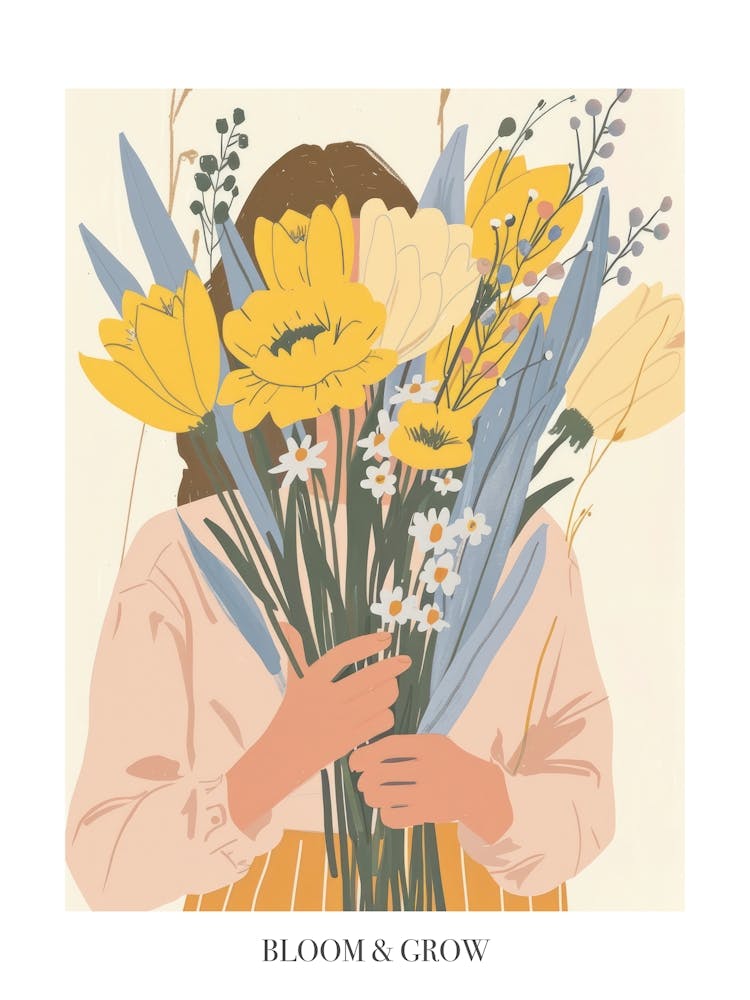 Bloom And Grow Spring Girl With Yellow Flowers 2