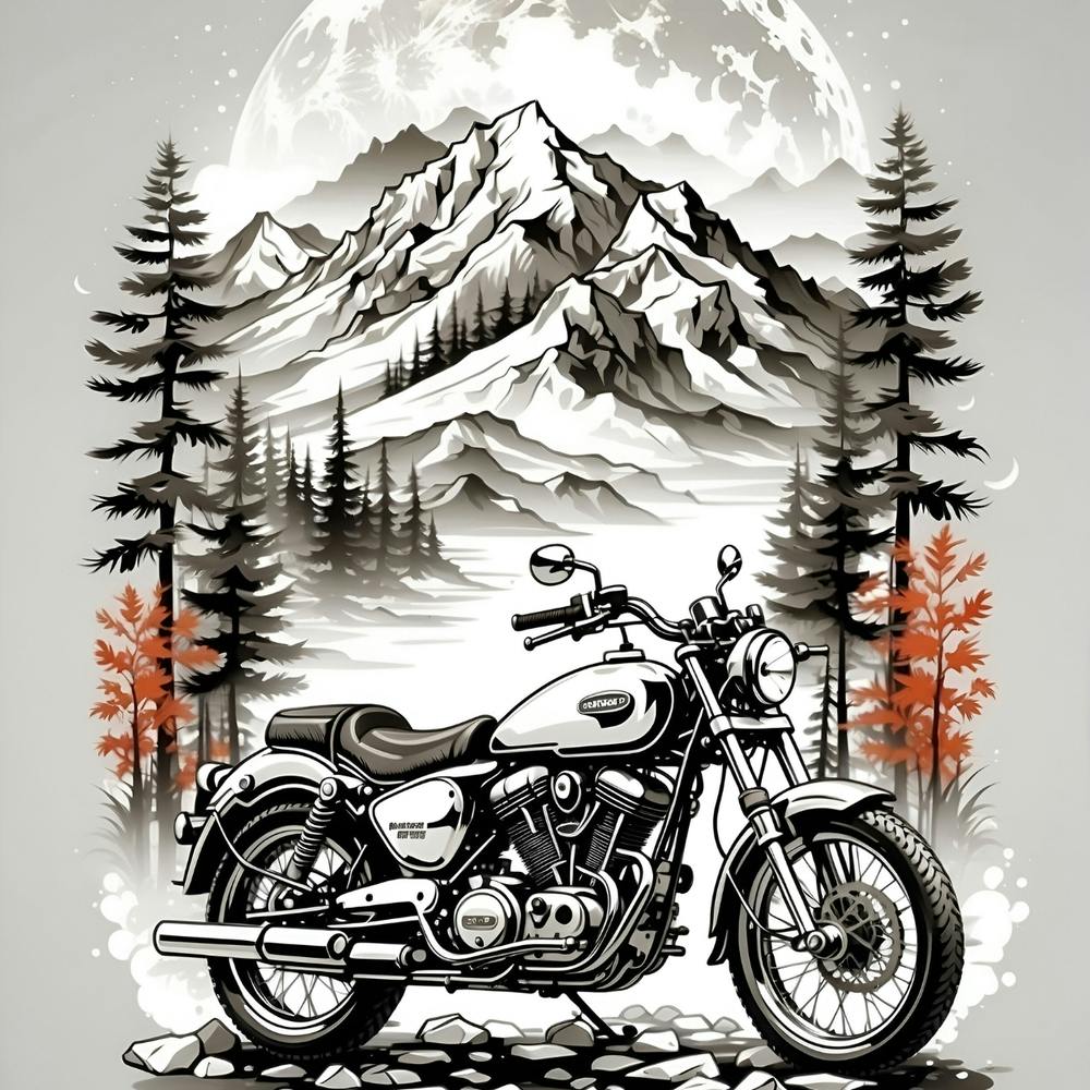 Motorcycle In The Mountains